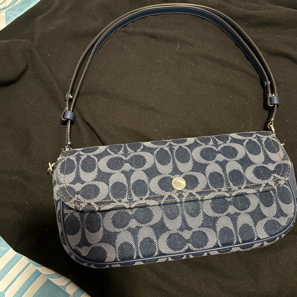 Coach Navy Monogram Shoulder Bag
